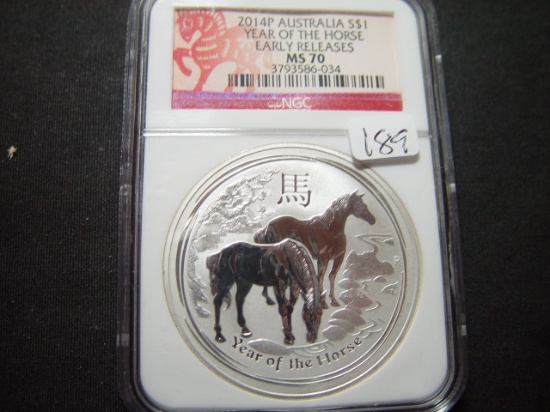 2014 Early Release Australia Silver Year of the Horse  NGC MS70