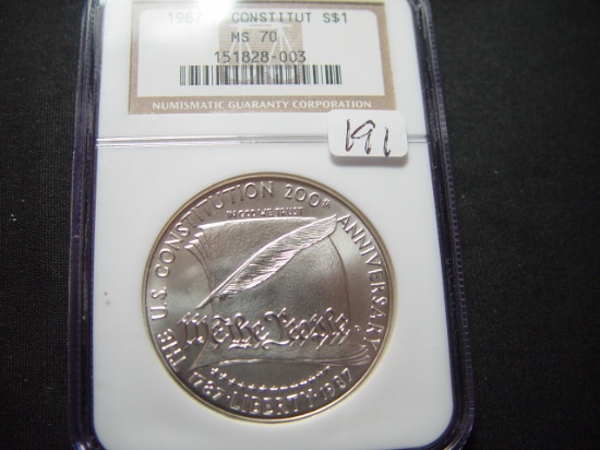 1987 Constitution Silver Dollar   NGC MS70