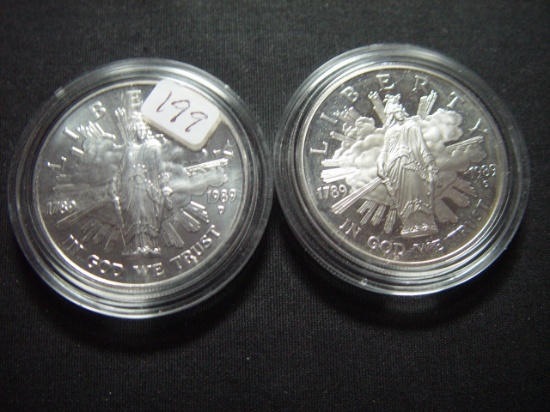 Two 1989 Congressional Silver Dollars: BU & Proof