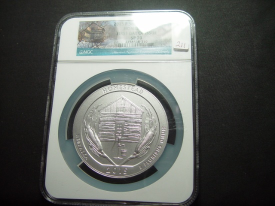 2015 Homestead 5 Oz. Silver First Day of Issue   NGC SP70