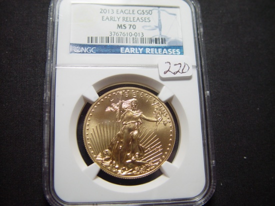2013 Early Release $50 Gold Eagle   NGC MS70