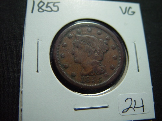 1855 Large Cent   VG