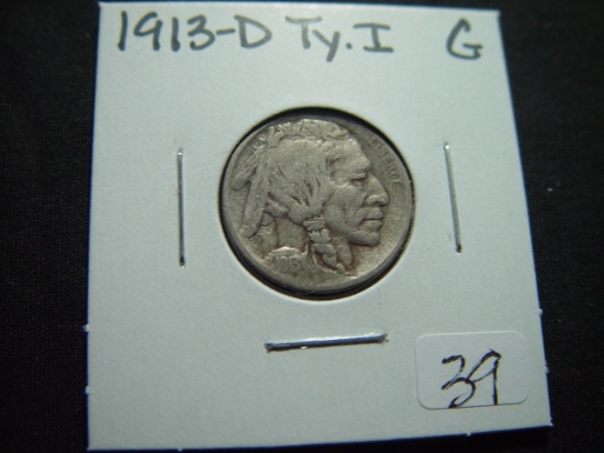 1913-D Ty. 1 Buffalo Nickel   Good