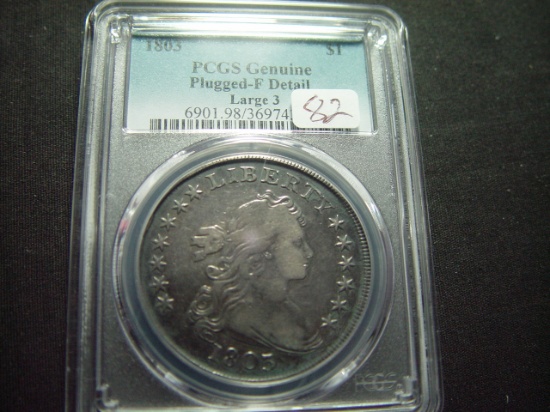 1803 Bust Dollar  PCGS "Genuine-Fine Detail Plugged"