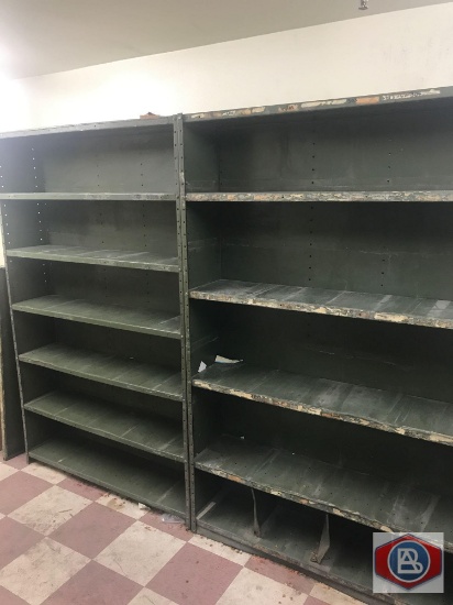 Two Green Metal Shelving Units