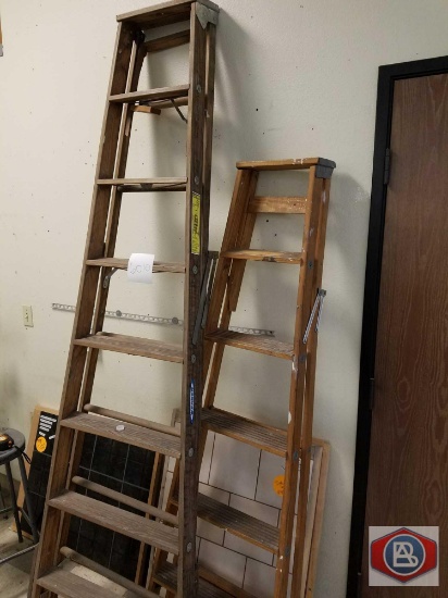 2 wood ladders