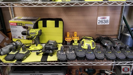 Assorted Ryobi Batteries and Accessories