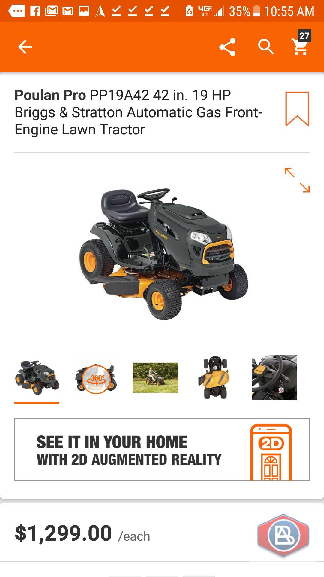 Poulan Pro PP19A42 42 in 19 HP Briggs Stratton Proxibid