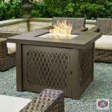 Pleasant Hearth Huxley 38 in. Lattice Gas Fire Pit Table in Bronze