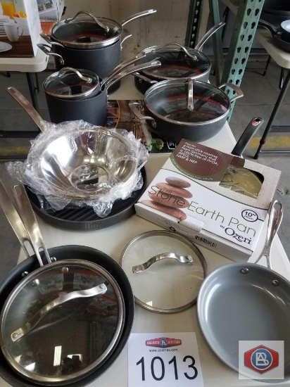 Pots pans and more lot includes table