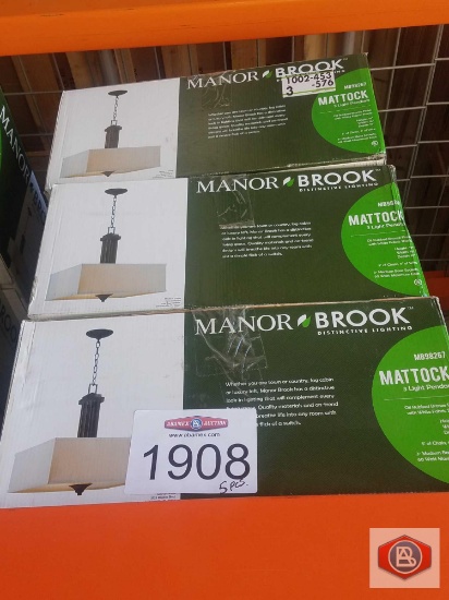 Manor Brook Mattock 3-Light Oil Rubbed Bronze Square Drum Pendant 5pcs