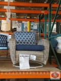 Hampton Bay Beacon Park Gray Wicker Outdoor Swivel Lounge Chair with Midnight Cushions