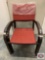 Hampton bay stacking sling chair brown finish Conley chili Red fabric 23.2 in W x 26 .4 in L x 35 in