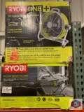 1 RYOBI 18v ONE HYBRID 18 in AIR CANNON MODEL P3340 /. 1 RYOBI 10 in. TABLE SAW WHITE STEEL STAND