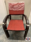 Hampton bay stacking sling chair brown finish Conley chili Red fabric 23.2 in W x 26 .4 in L x 35 in