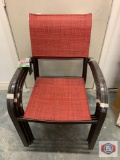 Hampton bay Stacking sling chair Conley chili red fabric 23.2 in W x 26.4 in L x35 in H qty 7