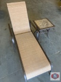 Hampton Bay padded sling outdoor chaise Lounge With coffee table