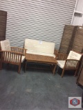Brown and beige patio set