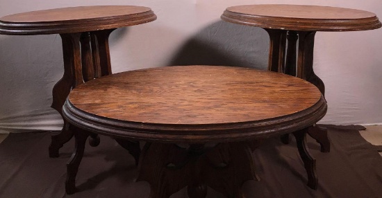 Oak Coffee Table with 2 Matching End Tables