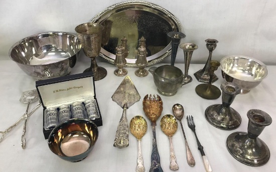 Mixed Lot of 25 Silver Plated, Tin, and Brass Pieces