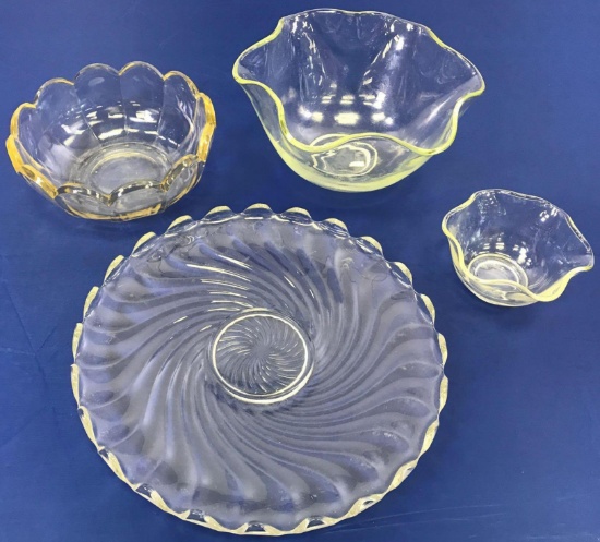 4 Pieces of Unique Tinted Glassware