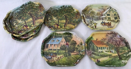 (8) Currier & Ives Snack Trays