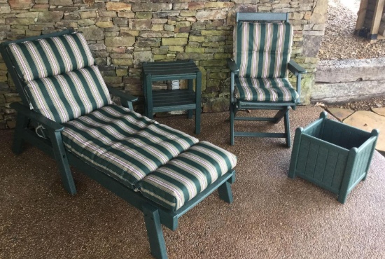 4 Piece Polywood Patio Set with Cushions