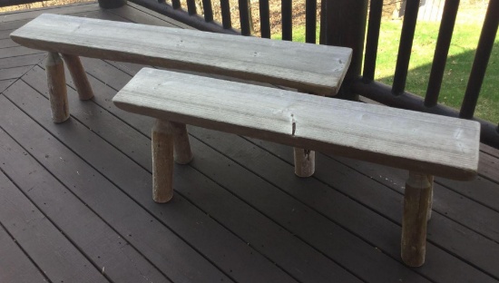 (2) Wood Log Benches