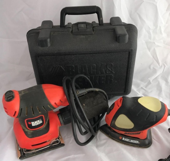 Two Black and Decker Vibrating Palm Sanders