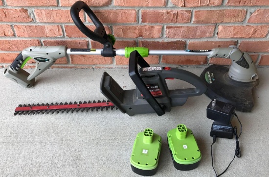 Earthwise Battery Operated Weedeater and Hedge Trimmer