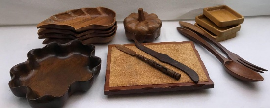 Assorted Wood Lot with Carved Wood Bowl