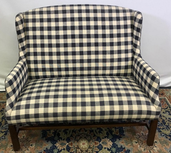 Plaid Wingback Loveseat