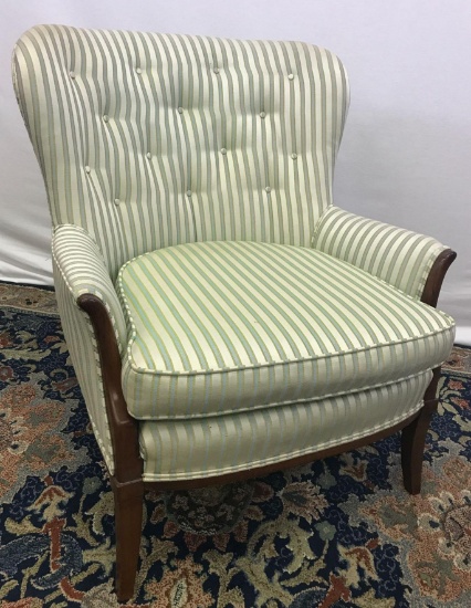 Wingback Chair with stripped fabric