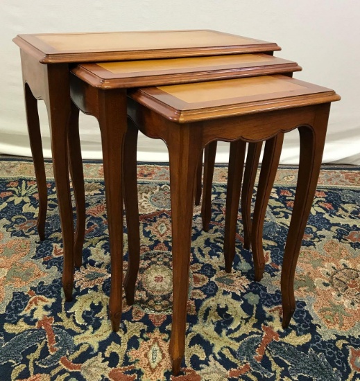 Leather Inlay Nesting Tables