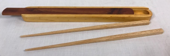 Pair of Handcrafted Chestnut Chopsticks in a Cedar & Spruce Box