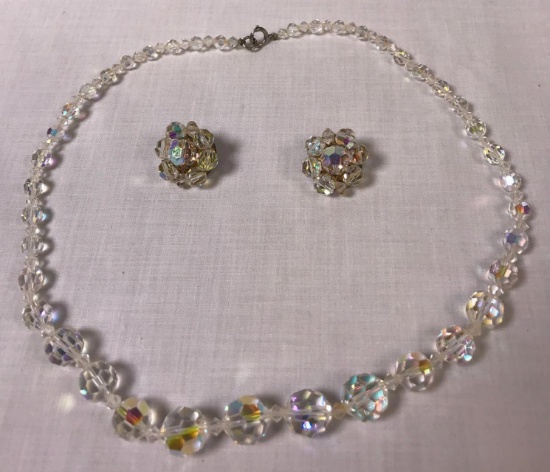 21" Australian Crystal Necklace & a Pair of Australian Crystal Clip Earrings
