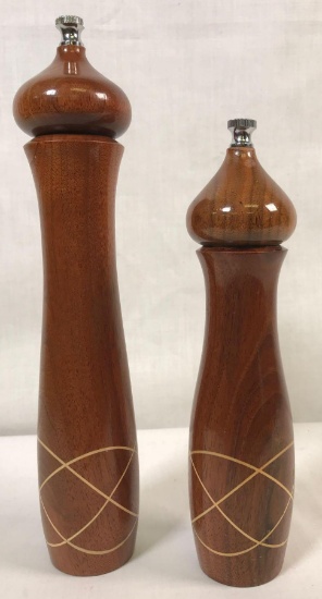 (2) Turned Maple Pepper Grinders with Celtic Knot Inlay