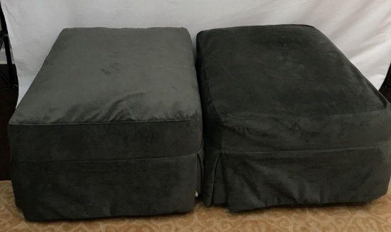 (2) Matching Ottomans with matching Slip Covers