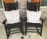 (2) Wooden Woven Seat Rocking Chairs