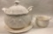 Ceramic Soup Tureen & Under-plate with Ladle and (2) Bowls