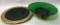 (2) Pieces of Green Glass with Brasstone
