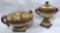 Grecian-Motif Decorative Resin Covered Urn, Bowl and (3) Decorator Balls