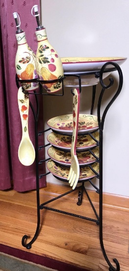 Decorative Salad Serving Set in Stand by Elements