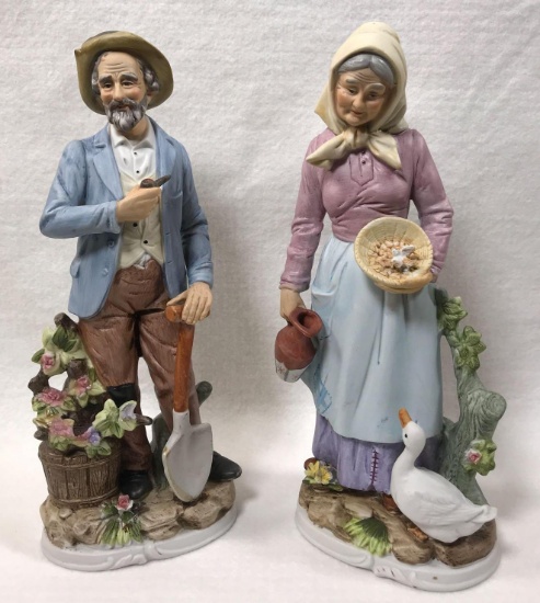 Pair of Homco Old Man-Old Woman Figurines