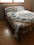 Full Bed with Metal frame and Oak Head and Foot Boards