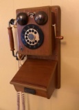 Reproduction Decorative Oak Telephone by Thomas