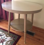 Mid-Century Laminate & Oak Lamp Table with Brass Feet