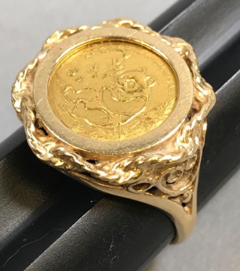 14k Gold Panda Coin Ring