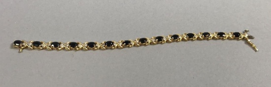 14k Gold Sapphire & Diamond Tennis Bracelet