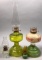 (2) Vintage Glass Oil Lamps with (1) Globe and (2) Small Oil Lamps (LPO)